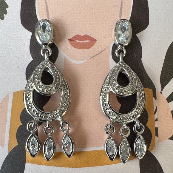 Elegant Silver Chandelier Earrings - Picture 2 of 3